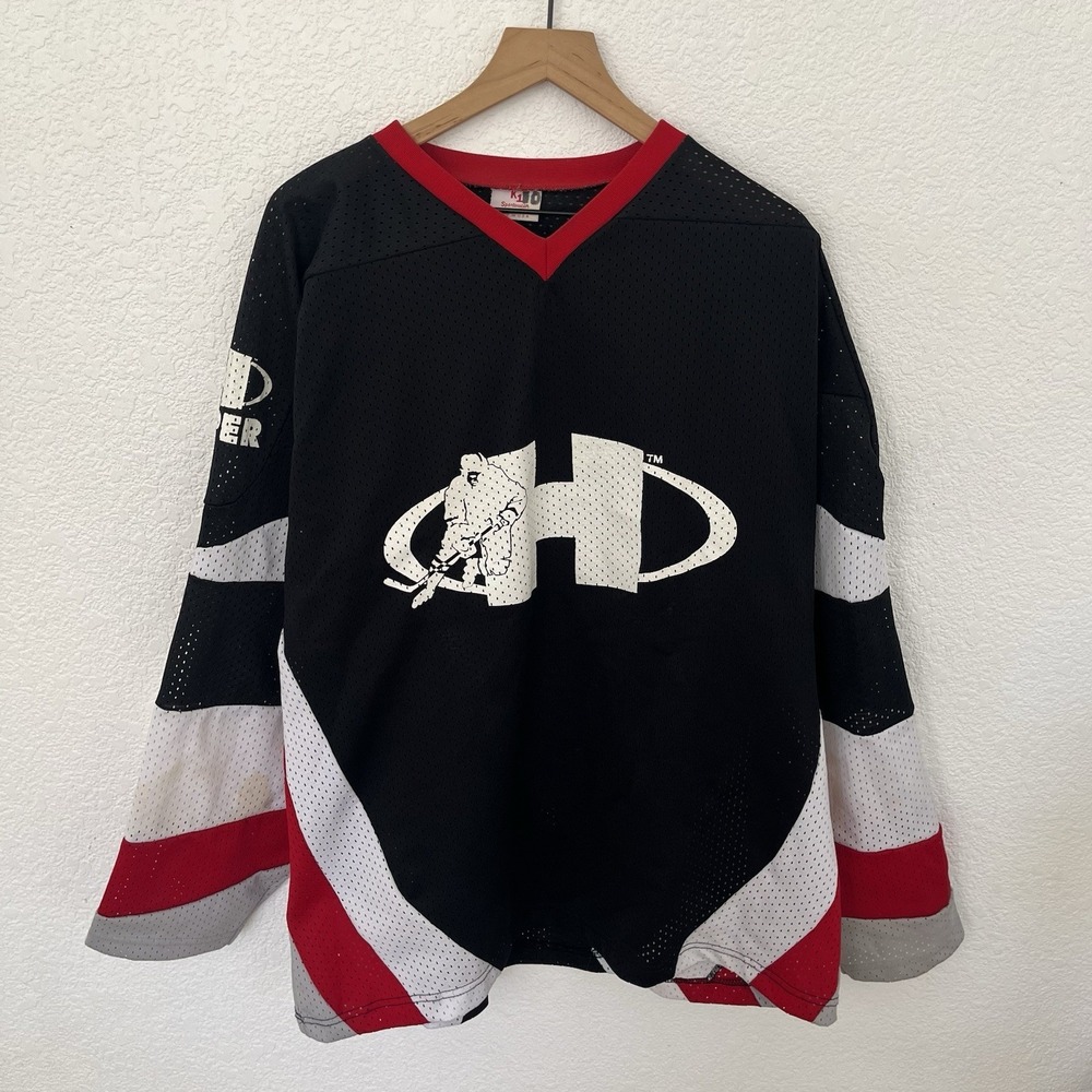 Vintage K-1 Sportwear Hockey Jersey #10 USA Mesh XL Black Red White Retro